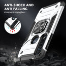 For Motorola One Macro / Moto G8 Plus Magnetic Armor Shockproof TPU + PC Phone Case with Metal Ring Holder(Silver)