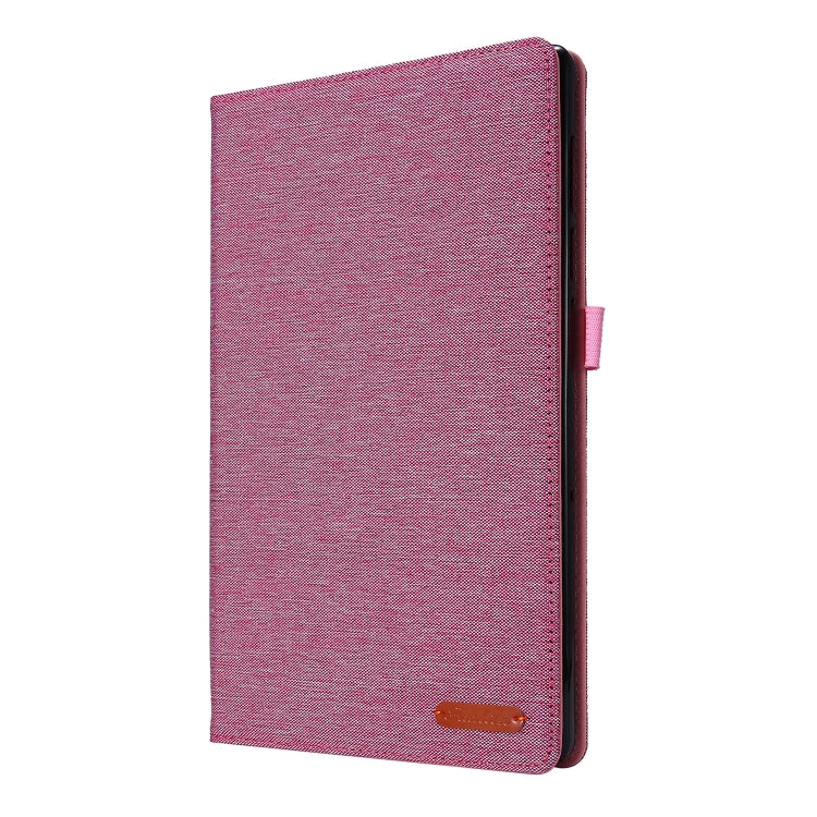 For OPPO Realme Pad 10.4 Horizontal Flip TPU + Fabric PU Leather Tablet Protective Case with Name Card Clip(Rose Red)