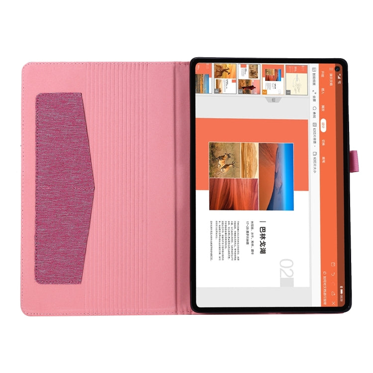 For OPPO Realme Pad 10.4 Horizontal Flip TPU + Fabric PU Leather Tablet Protective Case with Name Card Clip(Rose Red)