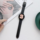 For Samsung Galaxy Watch4 40mm / 44mm Sewing Leather Strap Watch Band(Black)