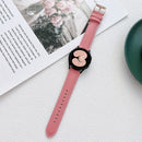 For Samsung Galaxy Watch4 40mm / 44mm Sewing Leather Strap Watch Band(Dark Pink)