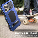 Camshield Shockproof Waterproof Dustproof Metal Case with Holder For iPhone 13 Pro Max(Blue)