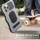 Camshield Shockproof Waterproof Dustproof Metal Case with Holder For iPhone 13 Pro Max(Silver)