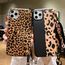 Leopard Crossbody Shockproof TPU Phone Case with Lanyard For iPhone 13 Pro(Brown)