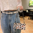For iPhone 13 Pro Max Leopard Crossbody Shockproof TPU Phone Case with Lanyard (White)