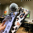 For iPhone 13 Pro Max Leopard Crossbody Shockproof TPU Phone Case with Lanyard (White)