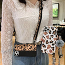 For iPhone 13 Pro Max Leopard Crossbody Shockproof TPU Phone Case with Lanyard (White)