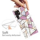 For Samaung Galaxy S22 Ultra 5G Marble Pattern Shockproof TPU Phone Case(Rhombus White Purple)