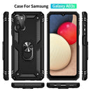 For Samsung Galaxy A03s 164mm Version Shockproof TPU + PC Protective Case with 360 Degree Rotating Holder(Black)