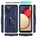 For Samsung Galaxy A03s 164mm Version Shockproof TPU + PC Protective Case with 360 Degree Rotating Holder(Blue)