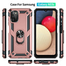 For Samsung Galaxy A03s 164mm Version Shockproof TPU + PC Protective Case with 360 Degree Rotating Holder(Rose Gold)
