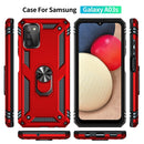 For Samsung Galaxy A03s 164mm Version Shockproof TPU + PC Protective Case with 360 Degree Rotating Holder(Red)