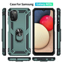 For Samsung Galaxy A03s 164mm Version Shockproof TPU + PC Protective Case with 360 Degree Rotating Holder(Dark Green)