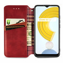 For OPPO Realme C21Y Cubic Grid Pressed Horizontal Flip Magnetic Leather Case with Holder & Card Slots & Wallet(Red)