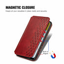 For OPPO Realme C21Y Cubic Grid Pressed Horizontal Flip Magnetic Leather Case with Holder & Card Slots & Wallet(Red)