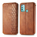 For Wiko Power U30 Cubic Grid Pressed Horizontal Flip Magnetic Leather Case with Holder & Card Slots & Wallet(Brown)