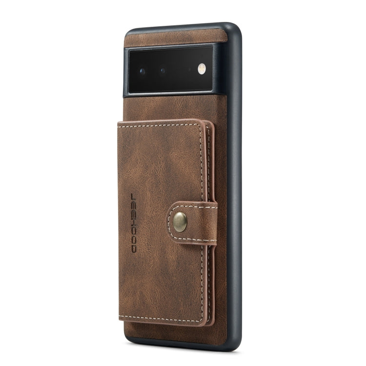 For Google Pixel 6 Pro JEEHOOD Retro Magnetic Detachable Phone Protective Case(Brown)