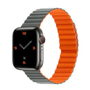 Silicone Magnetic Integrated Short Strap Watch Band For Apple Watch Series 7 41mm / 6&SE&5&4 40mm / 3&2&1 38mm(Grey Orange)