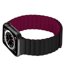 Silicone Magnetic Integrated Short Strap Watch Band For Apple Watch Series 7 45mm / 6&SE&5&4 44mm / 3&2&1 42mm(Black Wine Red)