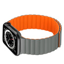 Silicone Magnetic Integrated Short Strap Watch Band For Apple Watch Series 7 45mm / 6&SE&5&4 44mm / 3&2&1 42mm(Grey Orange)