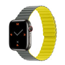 Silicone Magnetic Integrated Short Strap Watch Band For Apple Watch Series 7 45mm / 6&SE&5&4 44mm / 3&2&1 42mm(Grey Yellow)