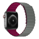 Silicone Magnetic Integrated Short Strap Watch Band For Apple Watch Series 7 45mm / 6&SE&5&4 44mm / 3&2&1 42mm(Grey Wine Red)