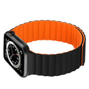 Silicone Magnetic Integrated Long Strap Watch Band For Apple Watch Series 7 41mm / 6&SE&5&4 40mm / 3&2&1 38mm(Black Orange)