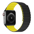 Silicone Magnetic Integrated Long Strap Watch Band For Apple Watch Series 7 41mm / 6&SE&5&4 40mm / 3&2&1 38mm(Black Yellow)