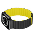 Silicone Magnetic Integrated Long Strap Watch Band For Apple Watch Series 7 41mm / 6&SE&5&4 40mm / 3&2&1 38mm(Black Yellow)
