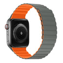 Silicone Magnetic Integrated Long Strap Watch Band For Apple Watch Series 7 41mm / 6&SE&5&4 40mm / 3&2&1 38mm(Grey Orange)