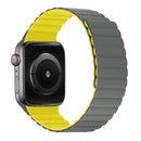 Silicone Magnetic Integrated Long Strap Watch Band For Apple Watch Series 7 41mm / 6&SE&5&4 40mm / 3&2&1 38mm(Grey Yellow)
