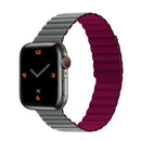 Silicone Magnetic Integrated Long Strap Watch Band For Apple Watch Series 7 41mm / 6&SE&5&4 40mm / 3&2&1 38mm(Grey Wine Red)