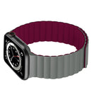 Silicone Magnetic Integrated Long Strap Watch Band For Apple Watch Series 7 41mm / 6&SE&5&4 40mm / 3&2&1 38mm(Grey Wine Red)