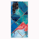 For Samaung Galaxy S22 Ultra 5G Abstract Marble Pattern TPU Phone Protective Case(Blue)