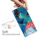 For Samaung Galaxy S22 Ultra 5G Abstract Marble Pattern TPU Phone Protective Case(Blue)