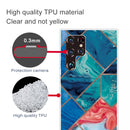 For Samaung Galaxy S22 Ultra 5G Abstract Marble Pattern TPU Phone Protective Case(Blue)