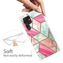 For Samaung Galaxy S22 Ultra 5G Abstract Marble Pattern TPU Phone Protective Case(Pink Green)