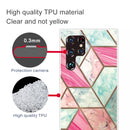 For Samaung Galaxy S22 Ultra 5G Abstract Marble Pattern TPU Phone Protective Case(Pink Green)