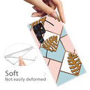 For Samaung Galaxy S22 Ultra 5G Abstract Marble Pattern TPU Phone Protective Case(Blue Pink Plaid)