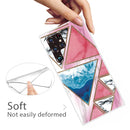 For Samaung Galaxy S22 Ultra 5G Abstract Marble Pattern TPU Phone Protective Case(Blue Red Triangle)