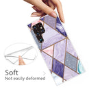 For Samaung Galaxy S22 Ultra 5G Abstract Marble Pattern TPU Phone Protective Case(Glitter Purple)