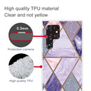 For Samaung Galaxy S22 Ultra 5G Abstract Marble Pattern TPU Phone Protective Case(Glitter Purple)