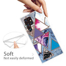 For Samaung Galaxy S22 Ultra 5G Abstract Marble Pattern TPU Phone Protective Case(Colored Triangles)