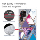 For Samaung Galaxy S22 Ultra 5G Abstract Marble Pattern TPU Phone Protective Case(Colored Triangles)