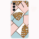 For Samsung Galaxy A13 5G Abstract Marble Pattern TPU Phone Protective Case(Blue Pink Plaid)