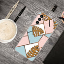 For Samsung Galaxy A13 5G Abstract Marble Pattern TPU Phone Protective Case(Blue Pink Plaid)