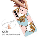 For Samsung Galaxy A13 5G Abstract Marble Pattern TPU Phone Protective Case(Blue Pink Plaid)