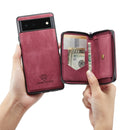 For Google Pixel 6 JEEHOOD Magnetic Zipper Horizontal Flip Phone Leather Case(Red)