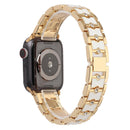 Big Diamond Three-bead Steel Strap Watch Band For Apple Watch Series 7 41mm / 6&SE&5&4 40mm / 3&2&1 38mm(Gold+White)