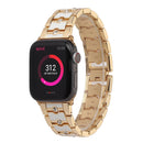 Big Diamond Three-bead Steel Strap Watch Band For Apple Watch Series 7 41mm / 6&SE&5&4 40mm / 3&2&1 38mm(Gold+White)